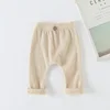 Casual Baby Trousers Bottoming Pant Ribbed Elastic Striped Pants Solid Color Infant Clothing for Kids Toddler Boys Girl Clothes 4