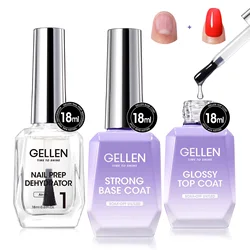 GELLEN Nail Care Essential Set - Salon Quality Manicure & Pedicure Kit with Base Coat, Top Gel, and Cuticle Softener Oil (4PCS) (Nail dehydrator set)