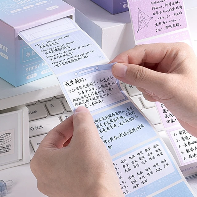 256 Pcs/Box Pull-out Sticky Notes Full Adhesive Tearable Notes Stickers 8 Style Optional Home Office School Student Note paper 3
