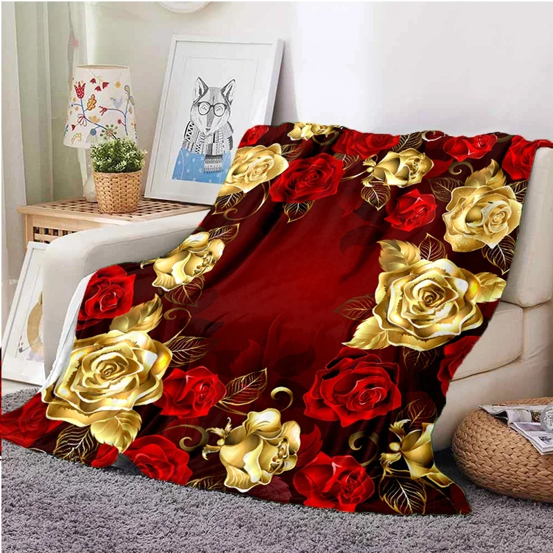 

Beautiful Pattern Rose Flower Blanket Flannel Blanket Super Soft Throw Blankets for Bedroom Couch Sofa Girl Woman Birthday Gifts