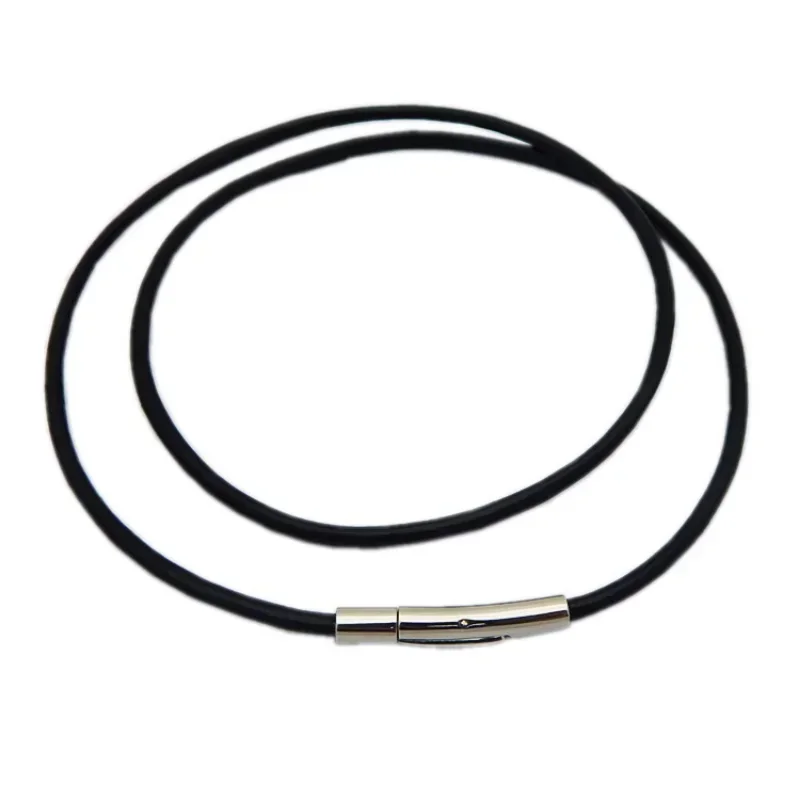 2MM/3MM/4MM/5MM Black Color Leather Chokers Necklaces For Women Men Rope Chain Stainless Steel Magnetic Clasp Jewelry 5