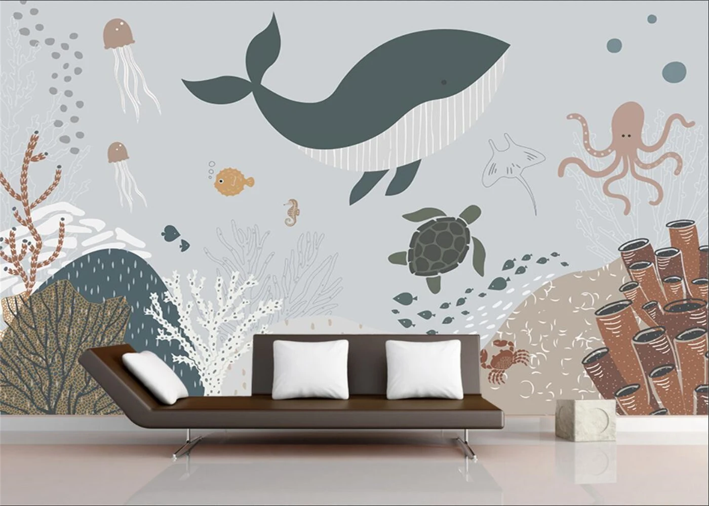 Papel tapiz personalizado de dibujos animados para niños, Fondo de ballena  del mundo del océano, paredes, mural, decoración del hogar, mural de  acuario, papel tapiz 3d - AliExpress, image size:1400x1000