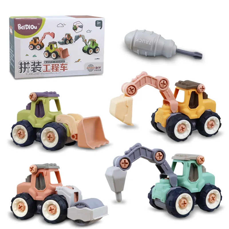 Engineering Vehicle Toys Excavator Tractor Dump Truck Bulldozer Construction Models Kids Boys Mini Gifts DIY Assembly Craft Toy tractor diy model construction excavator bulldozer models fire truck model engineering car model car model toy construction toy