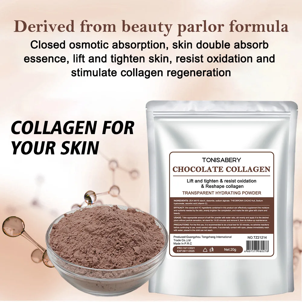1pc Jelly Mask Powder 20g chocolate collagen facial mask powder soft facial mask powder moisturizing and tightening