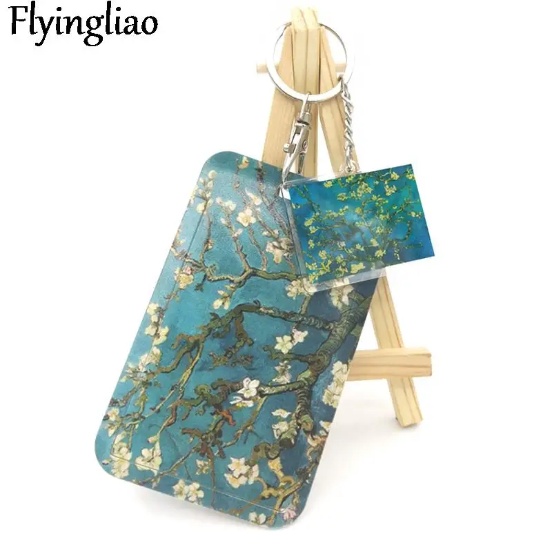 

Van gogh almond tree Creative cartoon key chain charm metal couple bag car key ring jewelry gift key chain ornament
