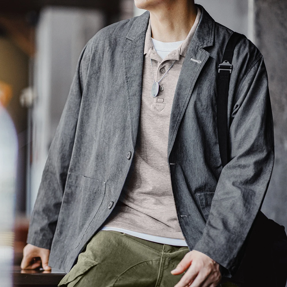 Mens Blazer Casual Suit with Irregular Pattern Design Lapel Loose Blazers Cotton Jacket For Men's Spring and Autumn