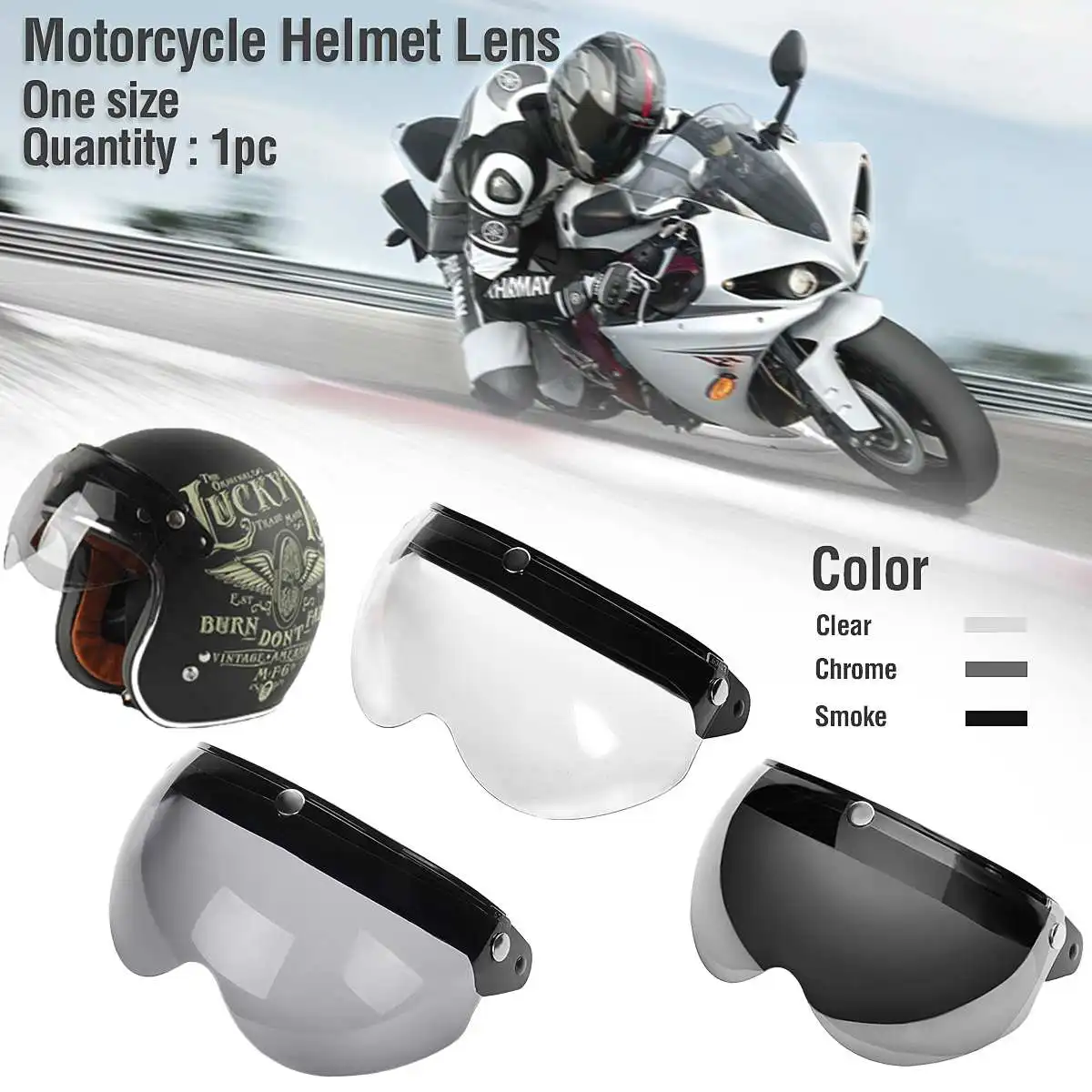 

Helmet Visor Universal 3-Snap Half Open Face Motorcycle Helmet Shield Parts glasses Lens Visor for AGV K5 K3 SV
