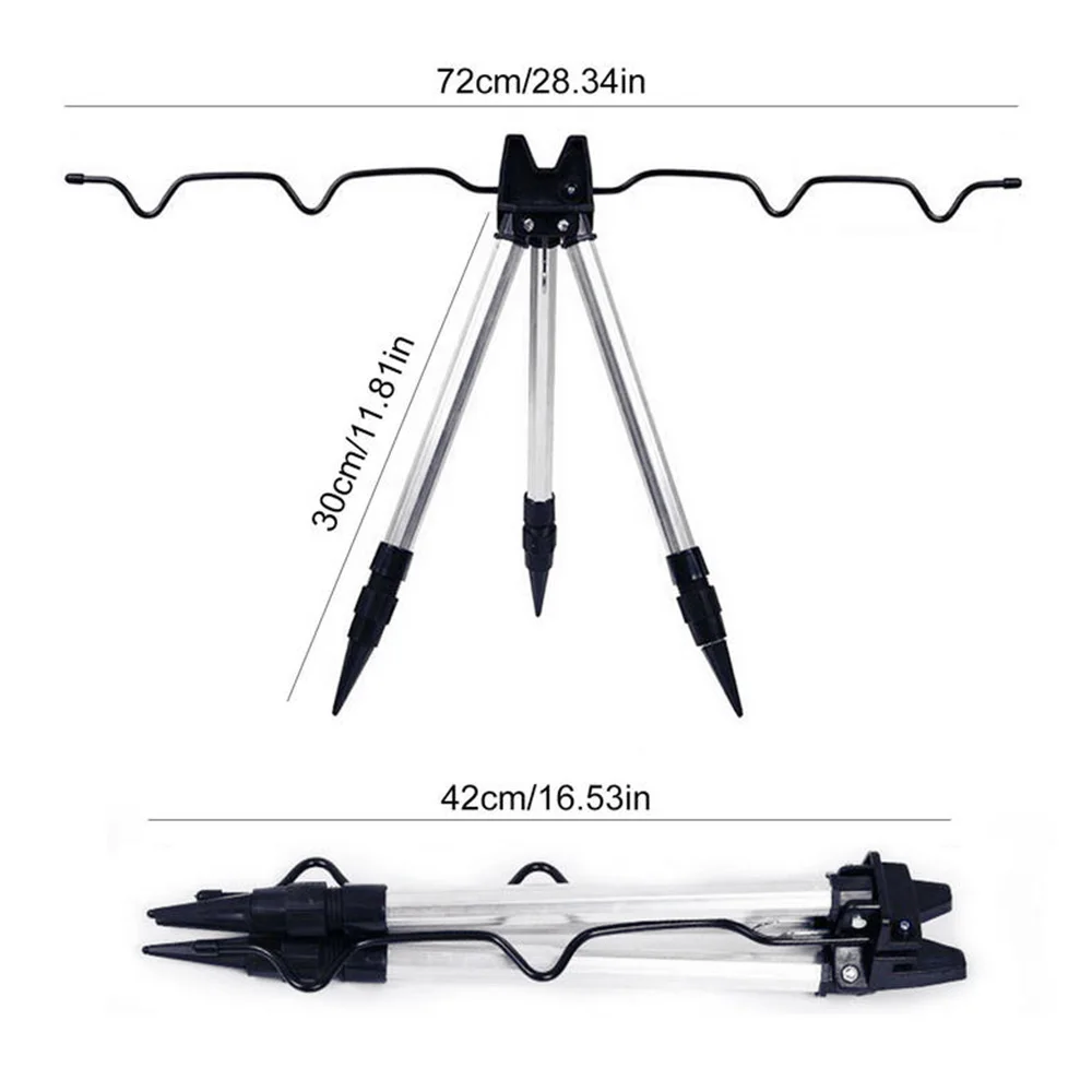 Aluminum Fishing Pole Support Tripod Stand Foldable Triangle Fish Pole Base  Load-bearing Telescopic Fishing Rod Bracket Holder