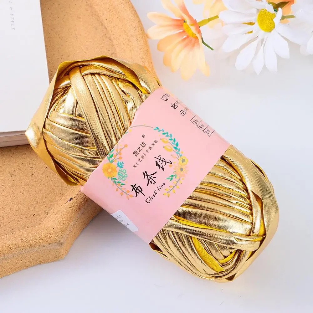 Imitation Leather Crochet Yarn Magic Color DIY Hand Knitting Shiny Yarn Ball