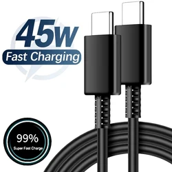 Ultra - Fast 5A PD 45W Dual USB - C Charging Cable - 1m (Black)