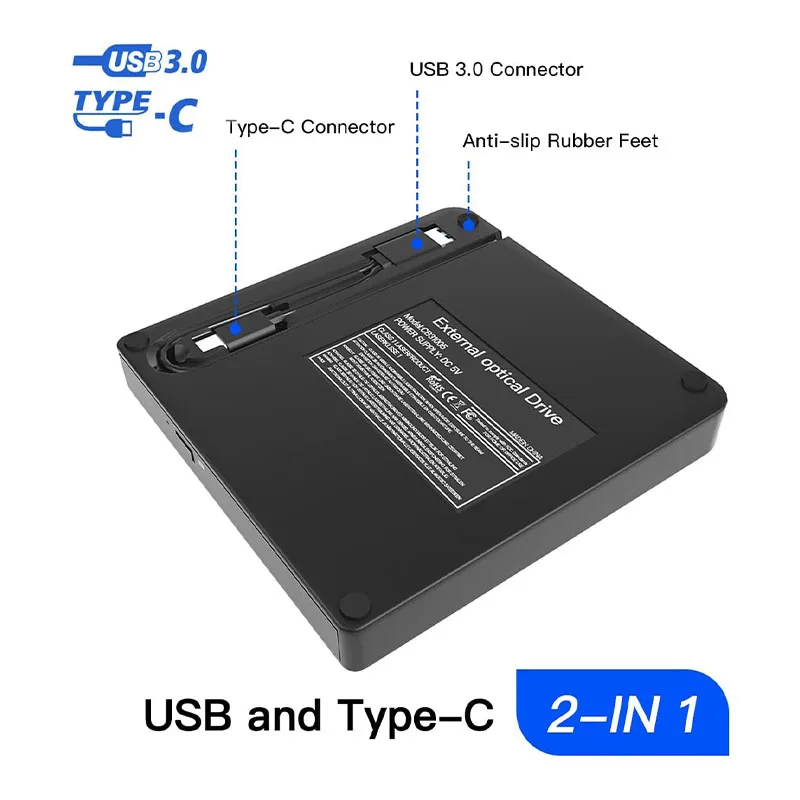 외장 DVD -/+ RW 광학 드라이브, USB 3.0 C 타입 CD 플레이어, 버너 라이터 리더, 노트북 PC, 윈도우 10, 11, 맥에 적합