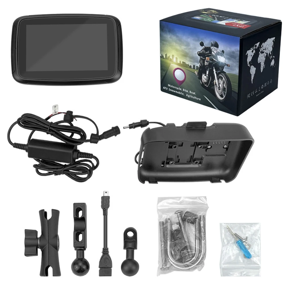 Motorcycle Navigation Display Screen Multimedia Player 5 Inch For Wireless Carplay Android Auto Portable Motorbike Ipx7 Waterproof Gps Bt