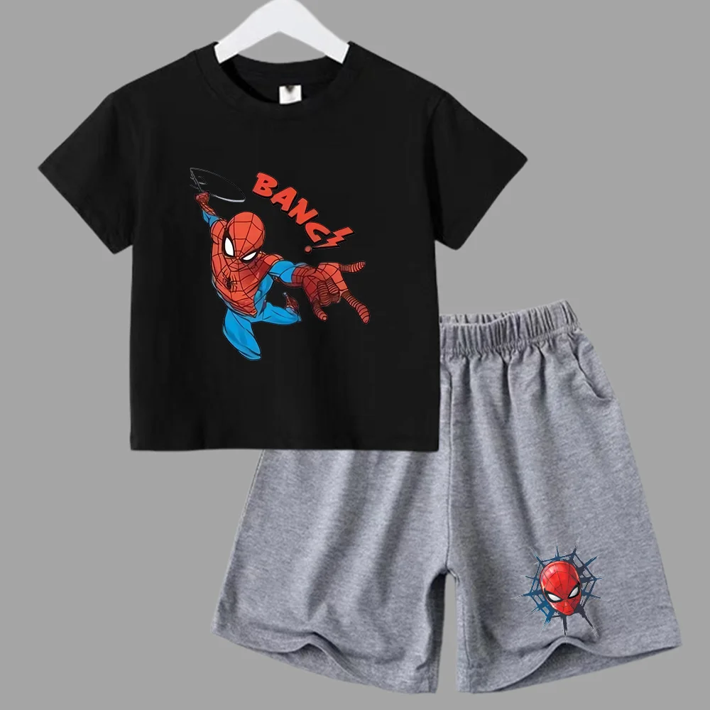 thumbnail image 1 of Conjunto de verano de Marvel Spider-Man para bebé adolescente, camiseta para niño, pantalones cortos, conjunto de 2 piezas, ropa deportiva de manga corta para niño y niña, marca de dibujos animados pa, 1 of 5