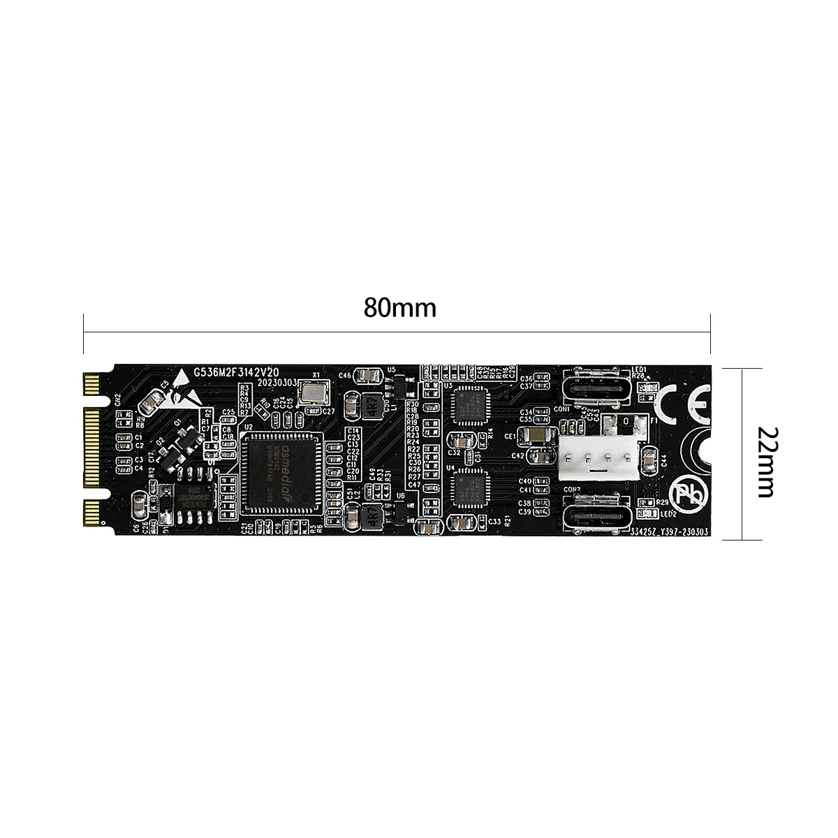 Iocrest Tipo-c Host Controller Card Data Transfer Riser Usb 3.2 Gen2 10 Gbps 22x60 b Chave m Key M.2 a Portas Asm3142 - Imagem 4