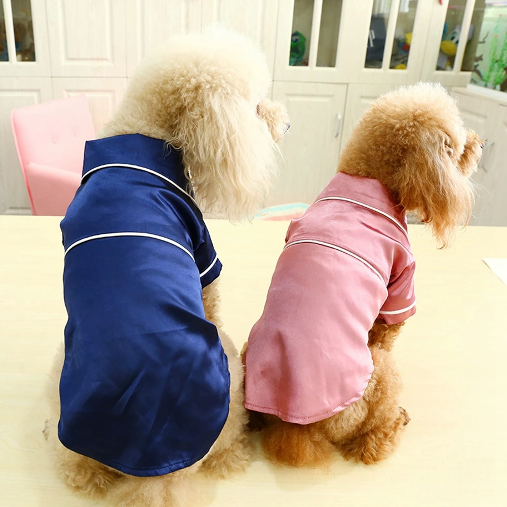 Soft Silk Dog Pajamas French Style Victoria'S Secret Pet Pajamas Solid Color Elegant Puppy Trench Coat Simple Dog Clothes