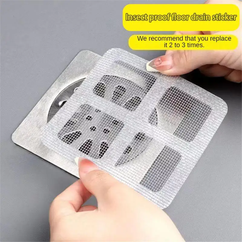 Shower drain catcher universal self-adhesive floor drain stickers disposable mesh sink strainer filter for kitchen bathroom