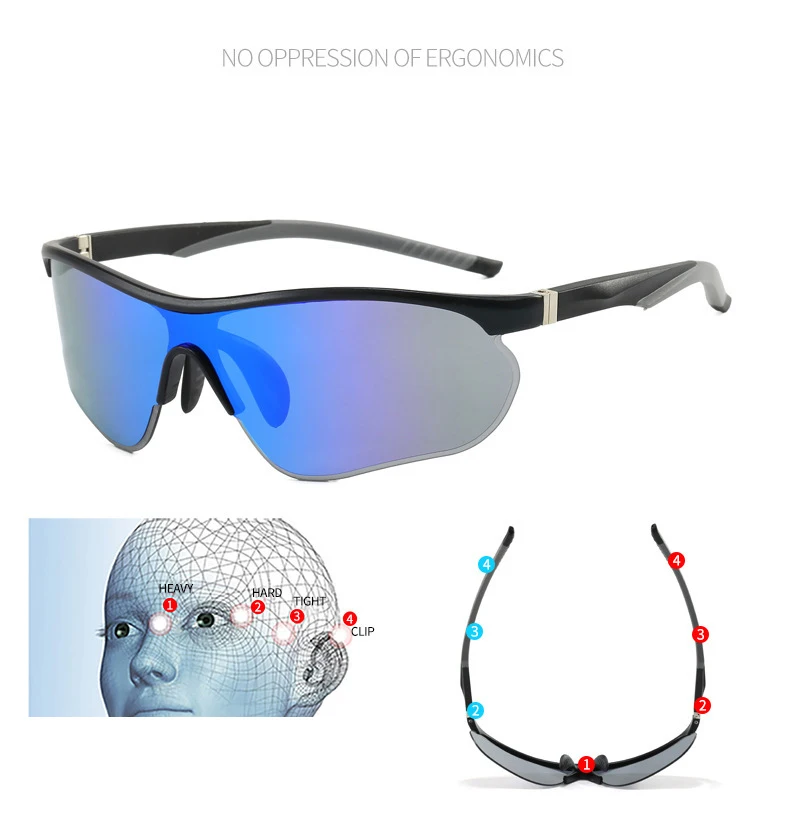 Sport-Sonnenbrille Halbrahmen Outdoor-Radsportbrille UV-Beständig UV400 Fahrradbrille 3018 – Detail 6