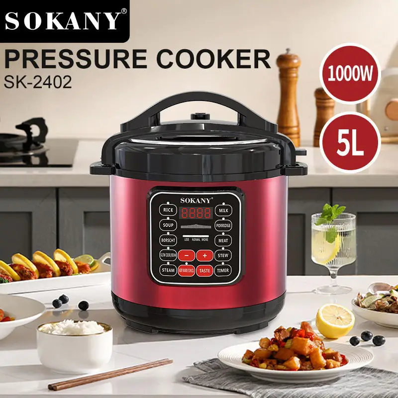 Olla a presión multifuncional eléctrica de 5L, olla instantánea Multicooker  Express para cocina, sopa, arrocera, 220V