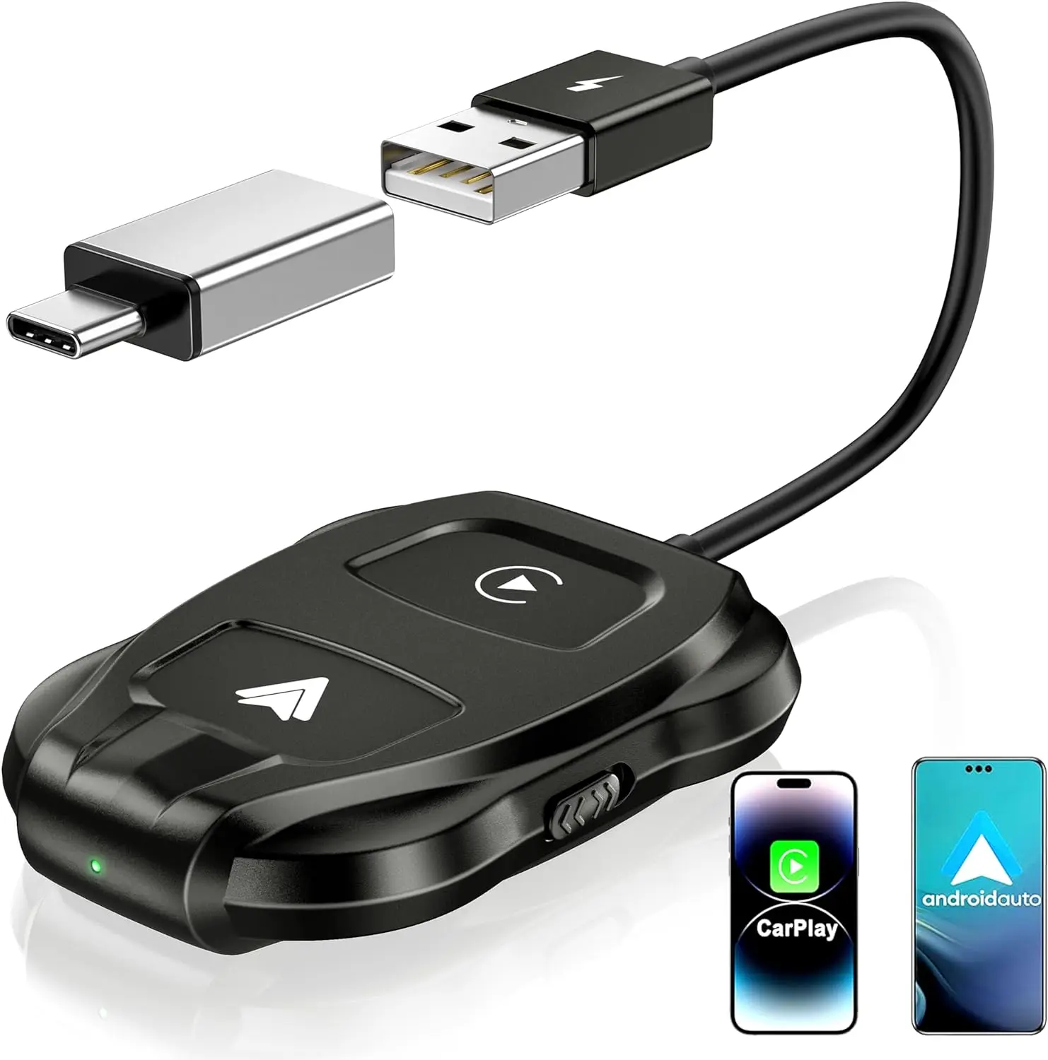

Wireless Carplay Adapter, 2024 Upgrade 2 in 1 Plug & Play Dongle,Converts Wired CarPlay to Wireless, Android and Apple Devices