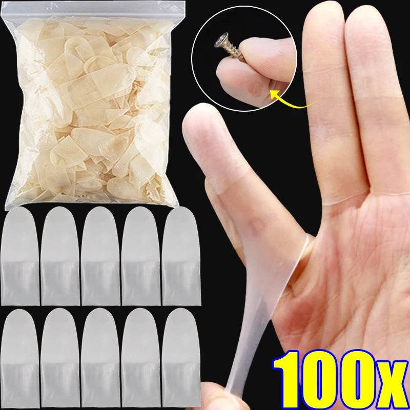 Doigtier transparent ultra-fin glacé anti-dérapant sans poussière pour protection ongles pêche travail extérieur