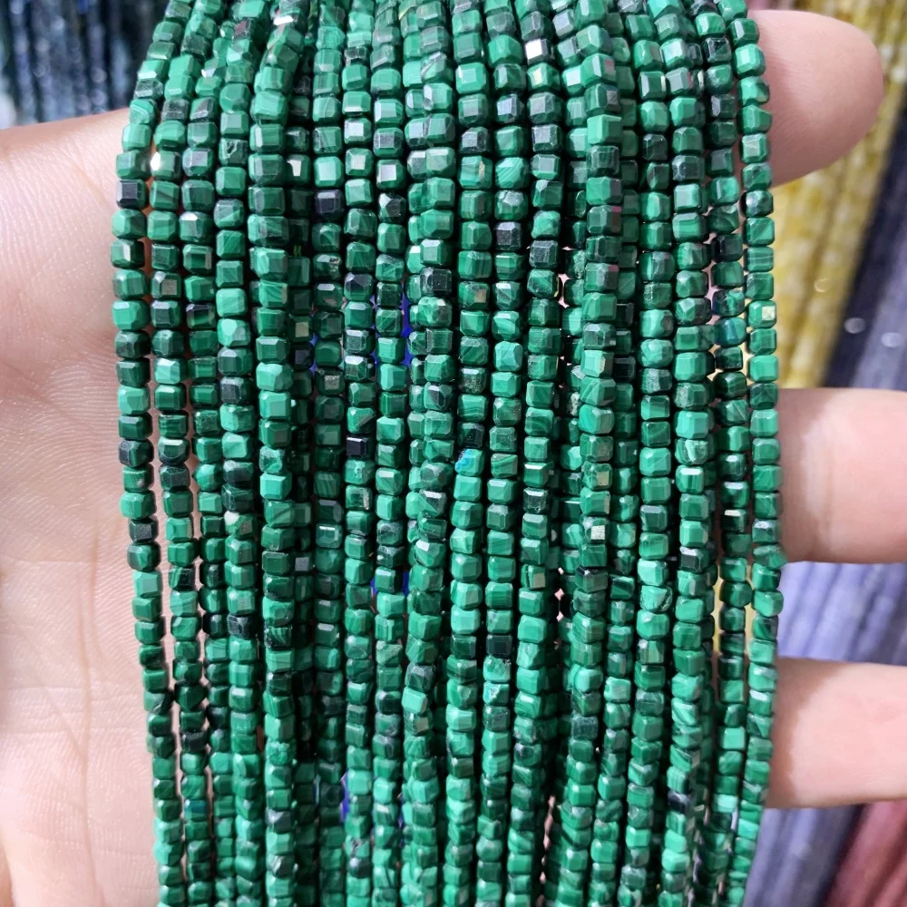 2x2mm natürliche farbige Turmalin Lapis Achat facettierte Würfelperlen quadratische Steinperlen für Schmuck DIY Herstellung Edelstein lose Bea – Detail 19