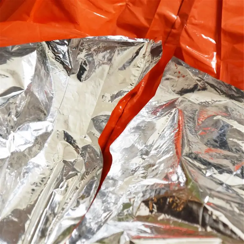 Emergency Waterproof Raincoat Aluminum Film Disposable Poncho Insulation Rainwear Blankets Camping Survival Rain Coat Equipment