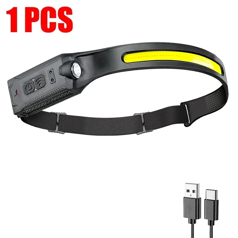 USB wiederaufladbare LED Sensor Scheinwerfer XPE + COB Scheinwerfer Led Kopf Taschenlampe Camping Suchscheinwerfer Kopf Taschenlampe für Angeln Laterne