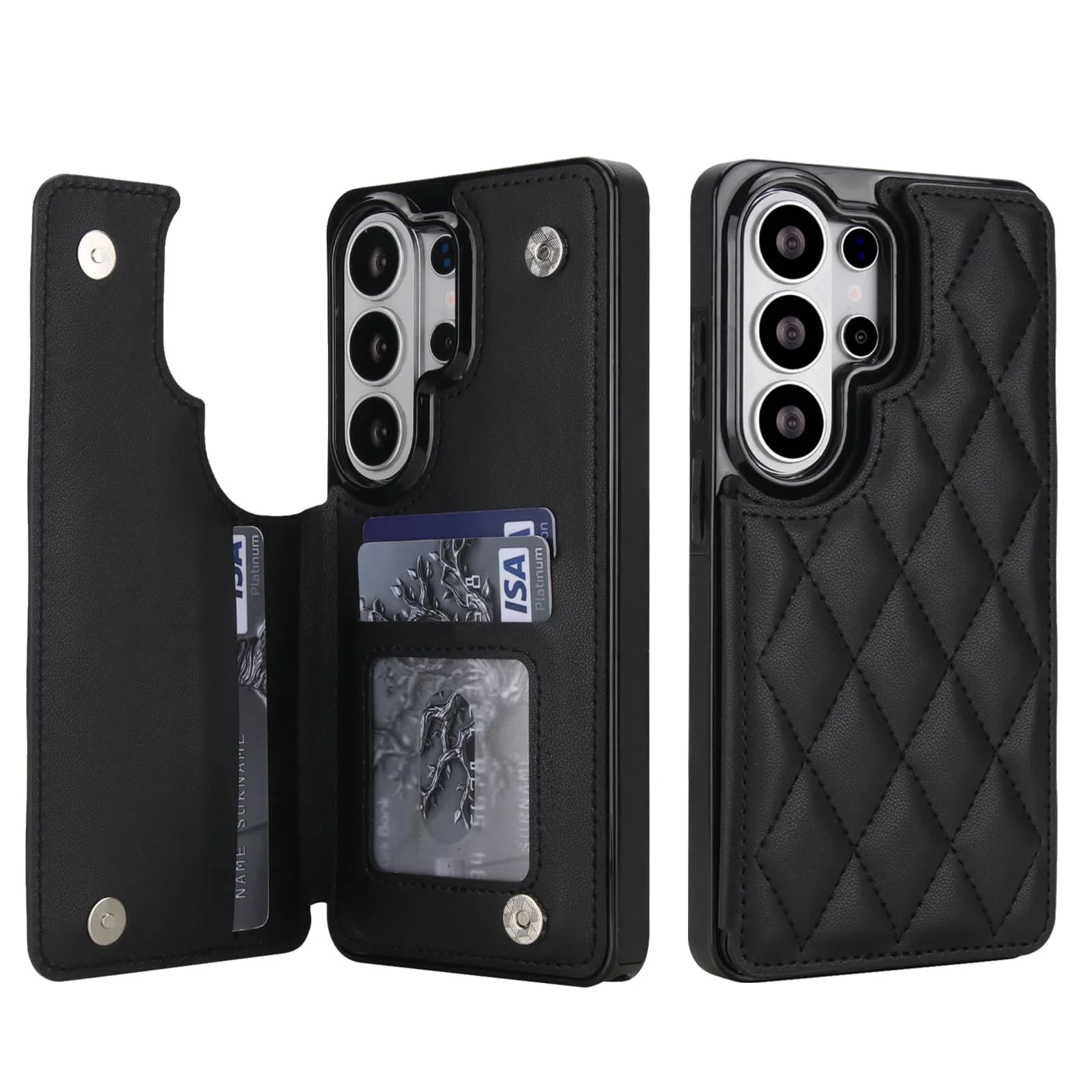 Luxury Flip Folio PU Faux Leather Wallet Cover with Card Slots and Kickstand
