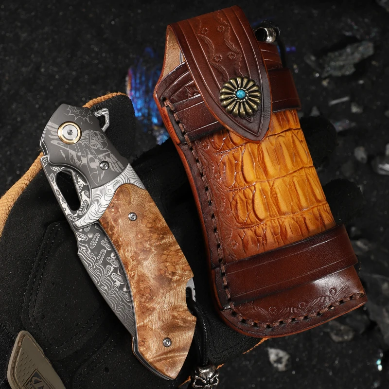 VG10 Damascus Steel pocket knife White Shadow Wood handle ball bearing knife Camping Hunting Survival outdoor EDC folding knife 6