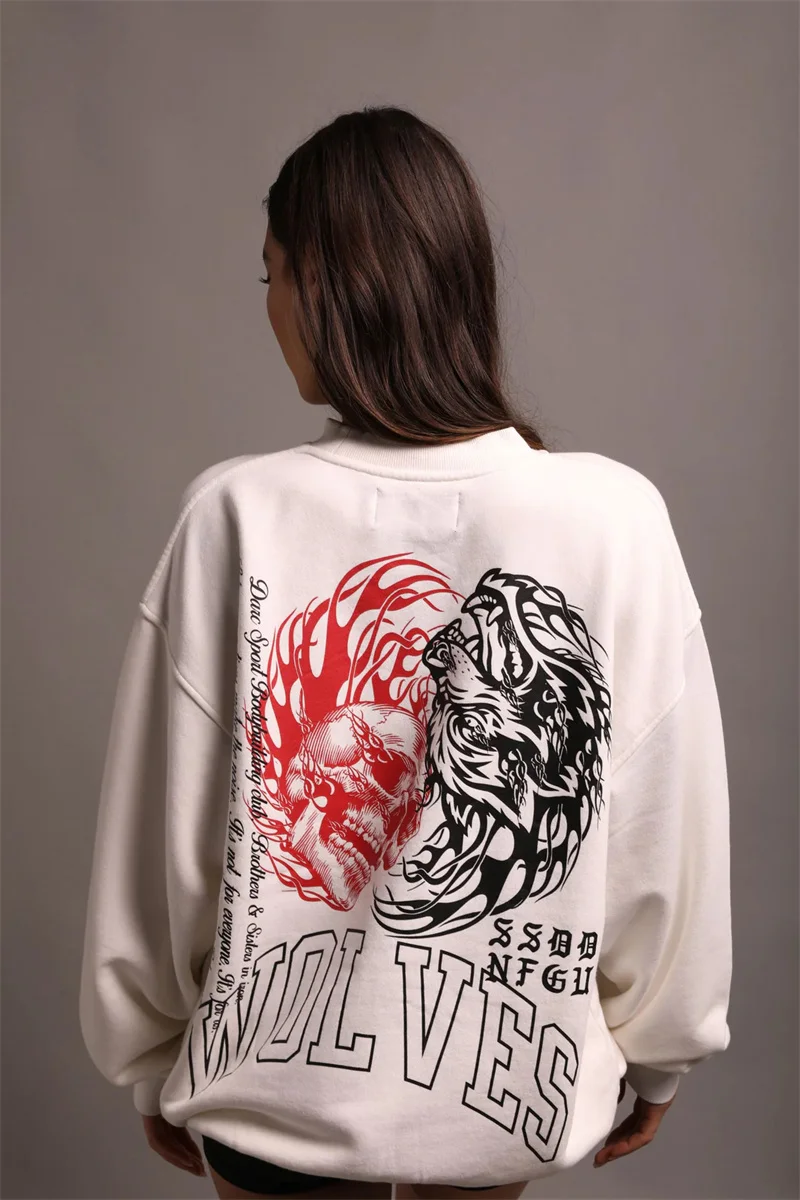 

WOLVES SHE Hoodies Men Sport Fleece Winter Letter Print Pullovers Crewneck Sweatshirt Basketball Women Sports Unisex Hoodie