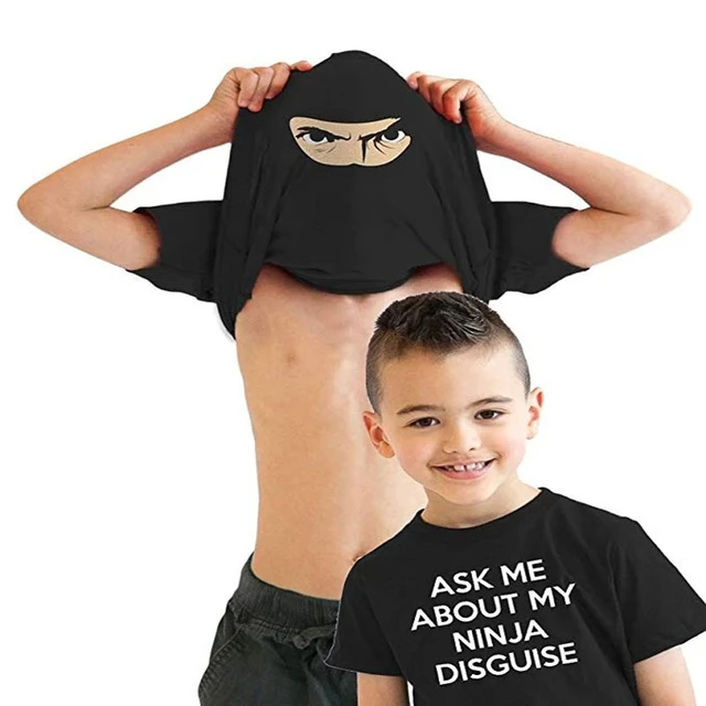 Ask Me About My Ninja Disguise T-shirt Men Women Crew Neck Top Funny Prank  Tee Creative Gift