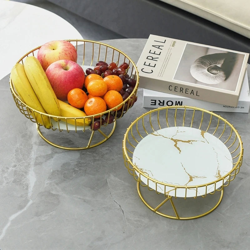 

Gold Wire Fruit-Basket Metal Wire Fruit Bowl Iron Art Fruit Storage Baskets for Kitchen Counter-Countertop Home-Decor