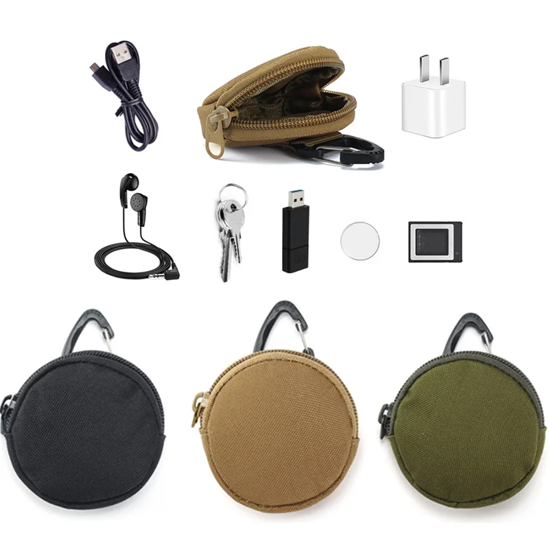 

Tactical Edc Pouch Men Coin Purses Key Wallet Holder Military Army Keychain Zipper Pocket Usb Cable Headset Bag Organizer