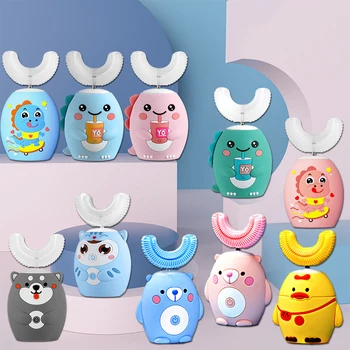 Spazzolino elettrico automatico intelligente a 360 gradi per bambini spazzolino da denti sonico intelligente a forma di U ricaricabile impermeabile 1