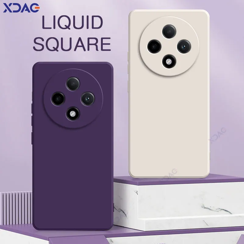 Square Liquid Silicone Soft Cellphone Case - Durable Double Liner Protective Cover