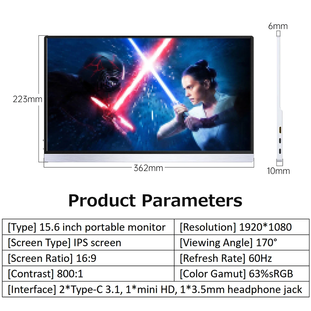 15.6 ġ ޴  IPS ȭ 1920*1080/3840*2160 ػ 170  þ߰ 60Hz  ӵ ̵ ȣȯ, Ƽ, ｺ, 뼺, ޴,  ̴