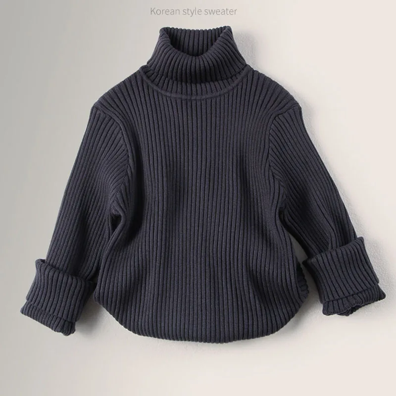 Autumn Winter Baby Boys Girls Turtleneck Sweaters Kids Pullover Top Solid Color Knitted Bottoming Sweaters Children Clothing kids sweater