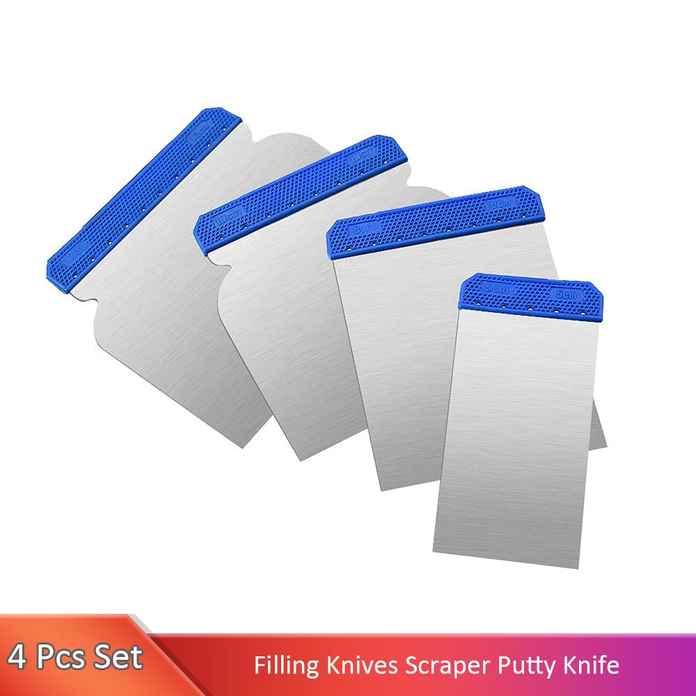 Putty Knife Scraper 4 Pieces Shankless Blade Painting Tools Filling Knives Wall Plastering Cleaning
