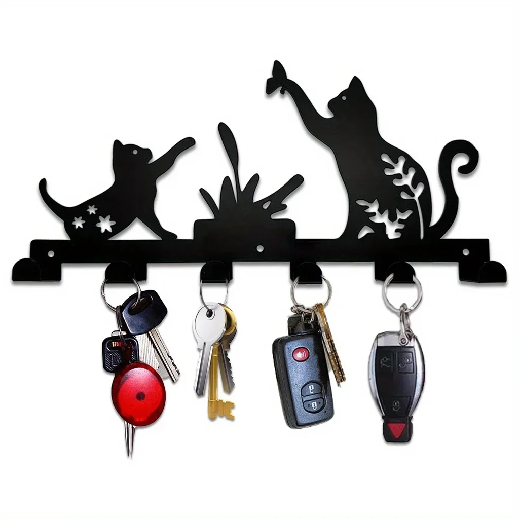 

CIFBUY Deco 1PC Cute Rustic Wall Storage Row Rack with Hooks Metal Hanging Rack Space Saving Storage Organize Keychain Hanger Wa
