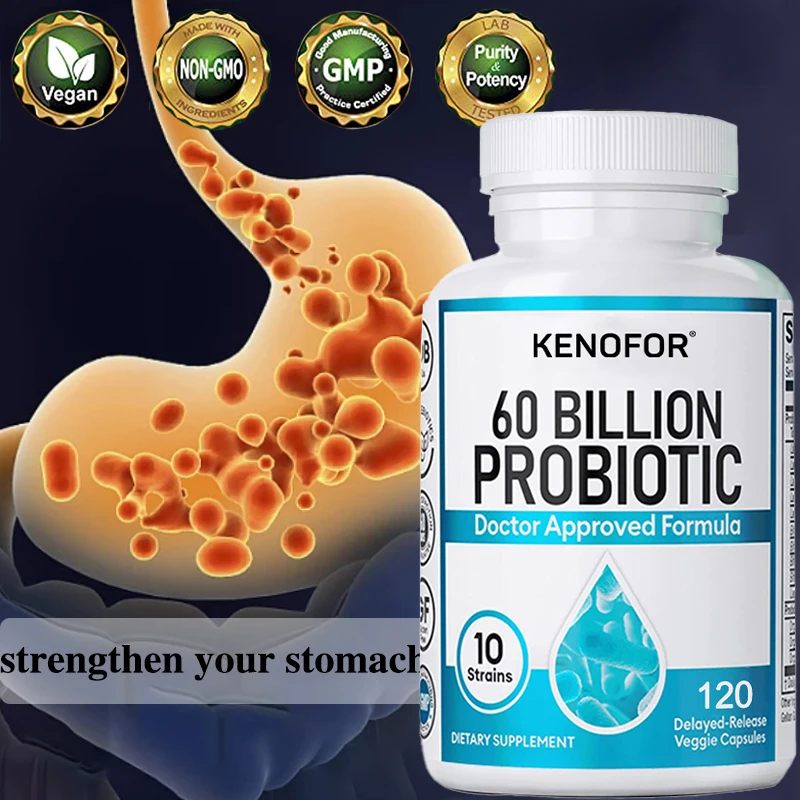 

Kenofor 60 Billion Probiotics Support Gut Health Relieve Gas, Bloating, Constipation Support Stomach Digestive Health Supplement