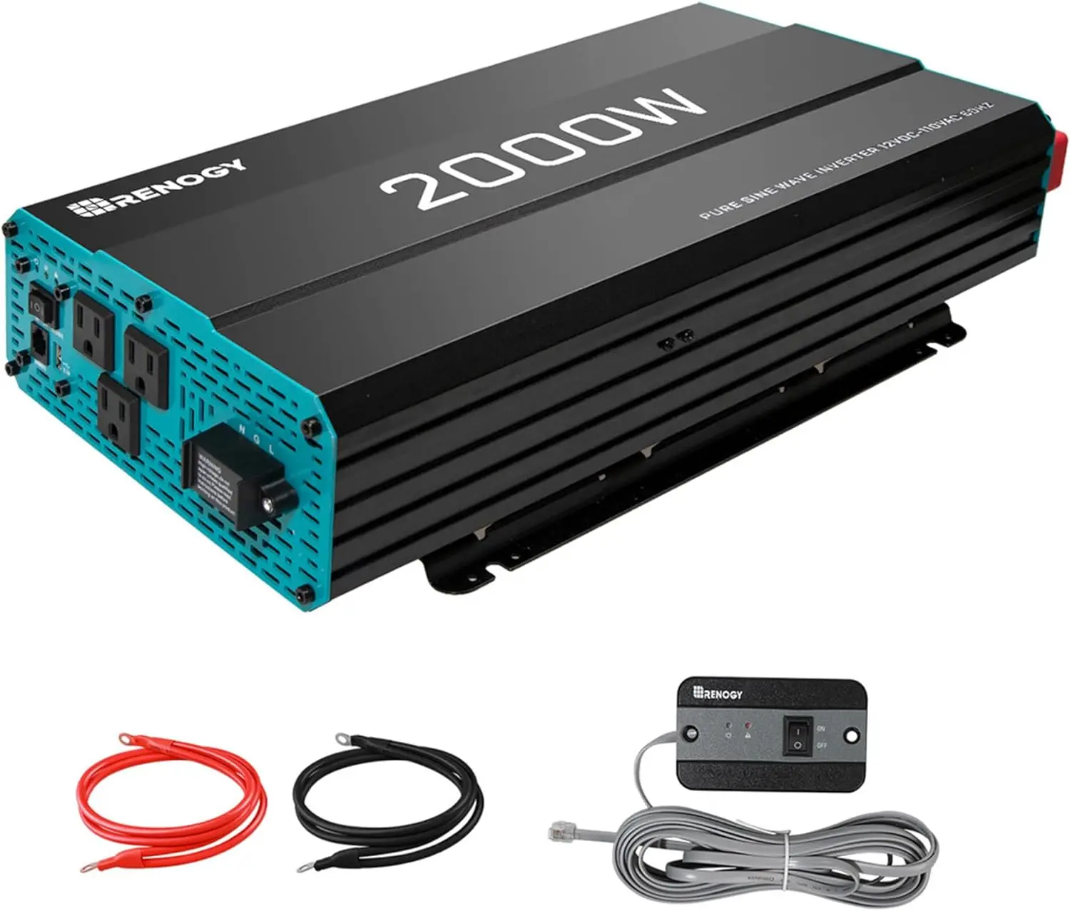 

Renogy 2000W Pure Sine Wave Inverter 12V DC to 120V AC Converter for Home, RV, Truck, Off-Grid Solar Power Inverter 12V to 110V