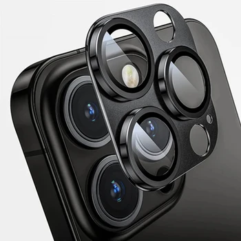 Vetro di protezione dell'obiettivo della fotocamera in metallo per iPhone 17 Air 16 15 14 Pro Max Obiettivo Fonda per iPhone 16 Plus Lente a copertura totale Vetro della fotocamera