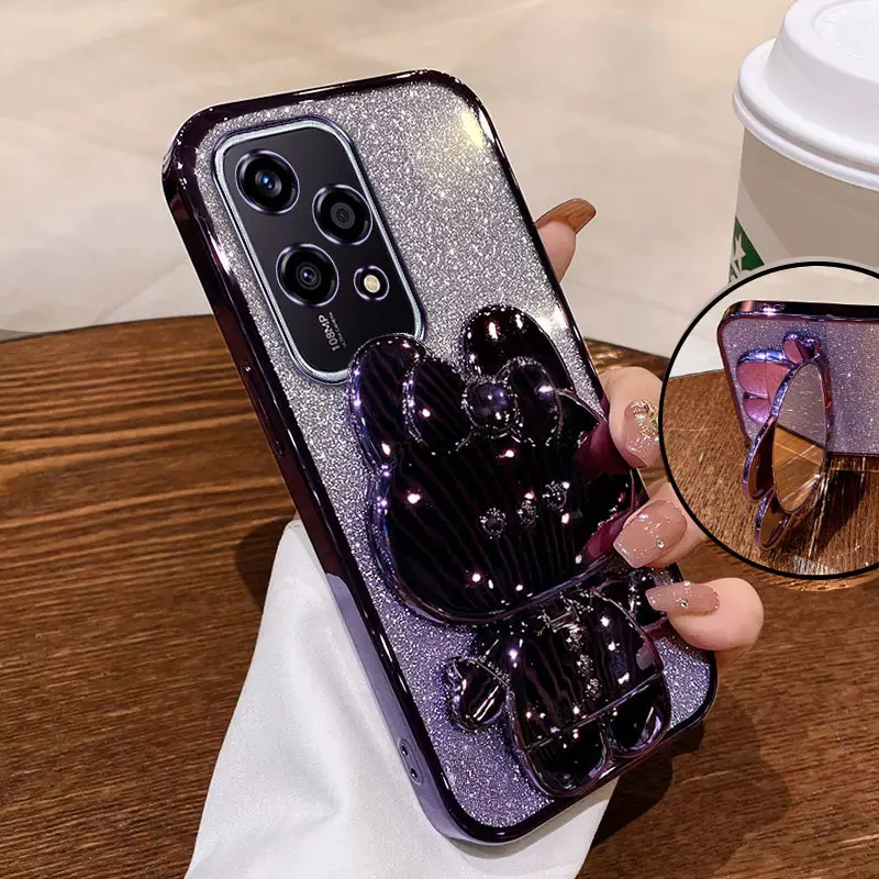 Honor 200 Lite Case Luxury Rabbit Mirror Stand Holder Cover