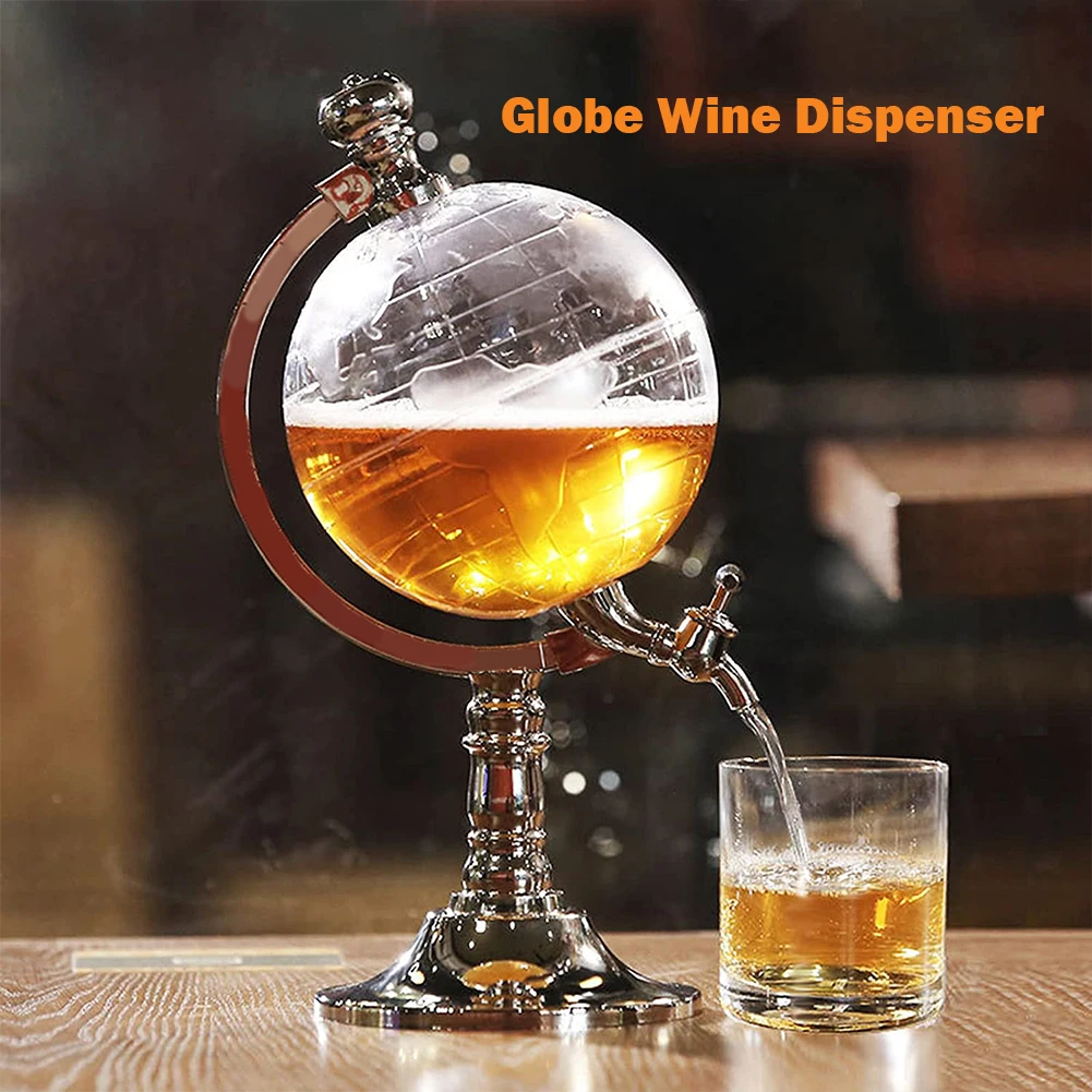 3.5L Globe Shaped Beer Beverage Drink Pourer Container Bar Tools Globe Shape Dispenser Alcohol Drink Dispenser for Home