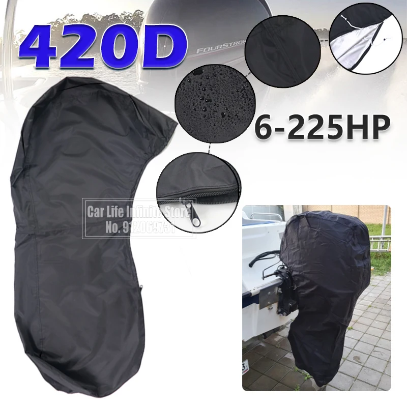 Boat Cover 420D 6-225HP Yacht Outboard Motor Engine Cover Anti UV Waterproof