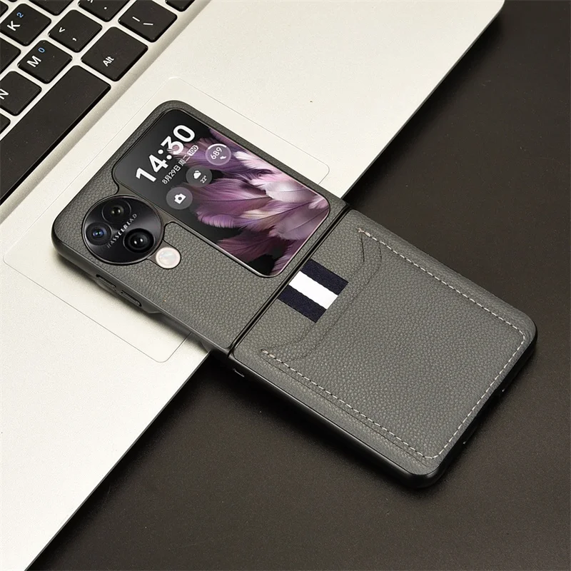 Nuovo Per Oppo Find N3Flip 5G Anti-Shock Card Holder Custodia In Pelle Per Oppo Find N3 Flip Antiscivolo Piccola Cover Posteriore Pieghevole