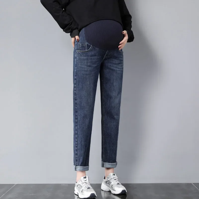 Pregnancy Abdominal Pants Boyfriend Jeans Maternity Pants For Pregnant Women Clothes High Waist Trousers Loose Denim Jeans 5