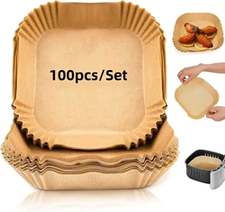 Disposable Air Fryer Liners - Non-Stick Baking Paper, Oil-Resistant, Round/Square Options, 50-200 Pack (100pcs Square)
