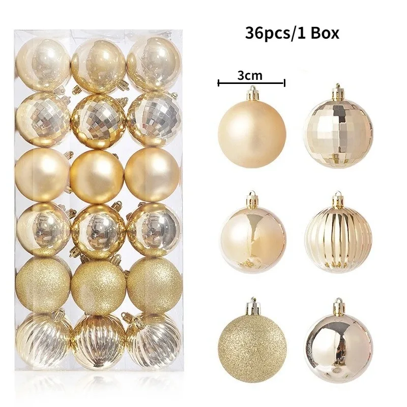 thumbnail image 1 of 24/36Pcs Christmas Ball Christmas Tree Decoration Ornaments for Home Room Decor New Year Navidad Pendant Ball DIY Accessories, 1 of 5