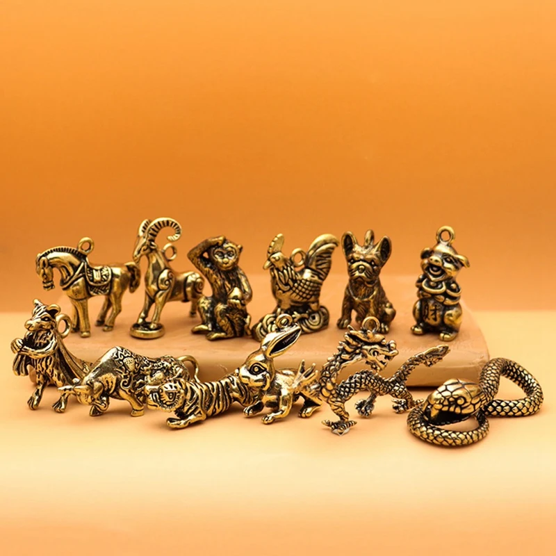 

Статуэтка китайского зодиака дракона, бронзовая статуэтка, античное медное животное, миниатюрные домашние украшения, коллекционные декоративные поделки